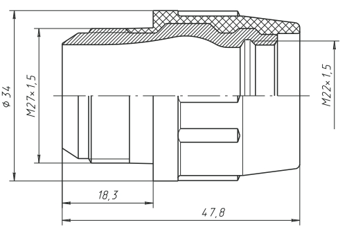 Чертёж переходник к Агни-25